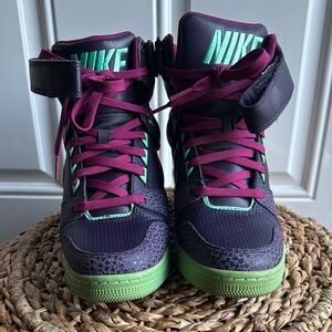 Nike Platform High-Tops in Purple and Green
